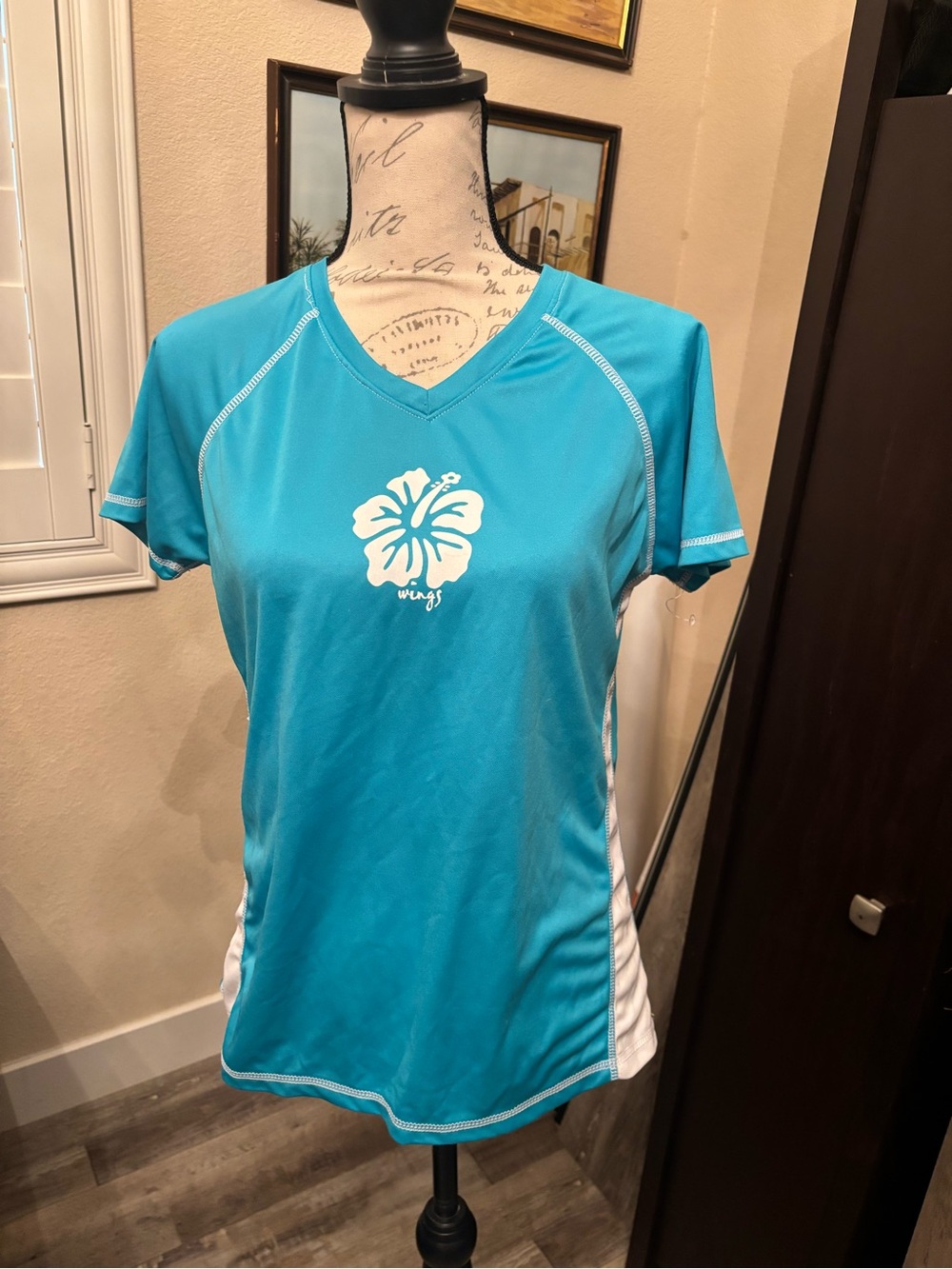Maui and Sons Teal Swim Coverup with White Hibiscus